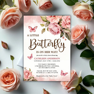 A Little Butterfly Is On Her Way Baby Shower Invitation