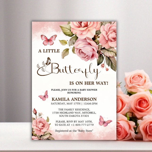 A Little Butterfly Is On Her Way Baby Shower Invitation (A Little Butterfly Is On Her Way Baby Shower Invitation)