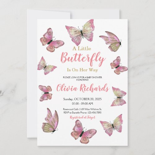 A Little Butterfly Is On Her Way Baby Shower  Invitation