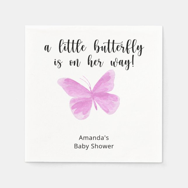 A Little Butterfly is on her way Baby Shower Napkins (Front)