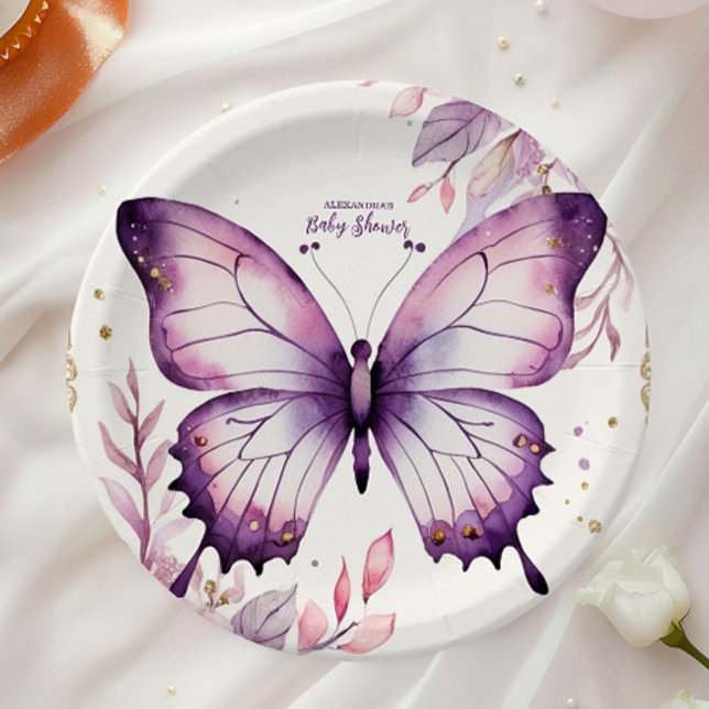 A Little Butterfly Is On Her Way Baby Shower Paper Plates (Creator Uploaded)