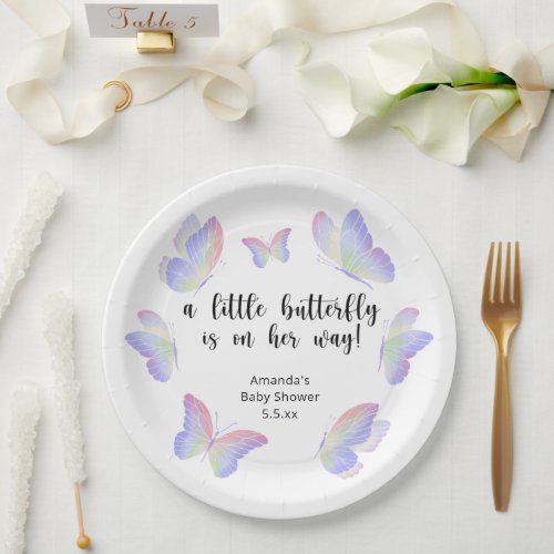 A Little Butterfly is on her way Baby Shower Paper Plates