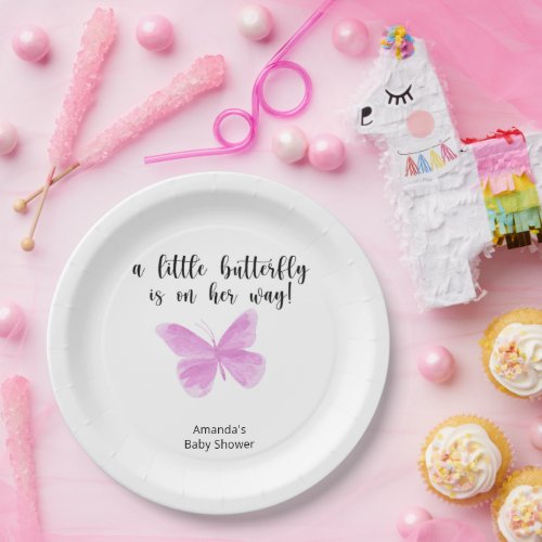 A Little Butterfly is on her way Baby Shower Paper Plates