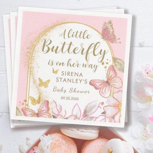 A Little Butterfly is on Her Way Girl Baby Shower Napkins