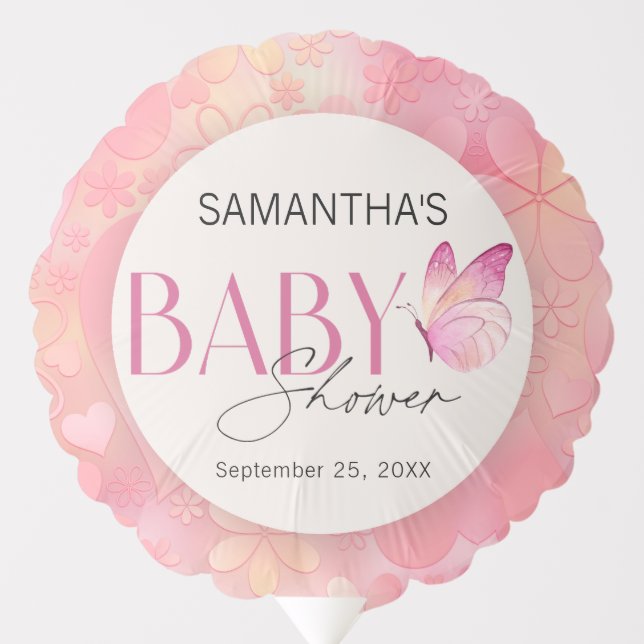 A Little Butterfly is on the Way Baby Shower Balloon (Front)