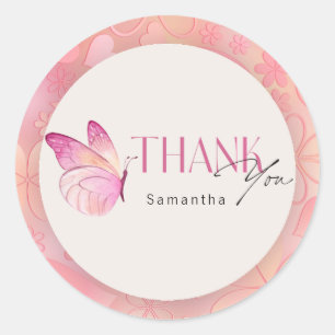 A Little Butterfly is on the Way Baby Shower Classic Round Sticker