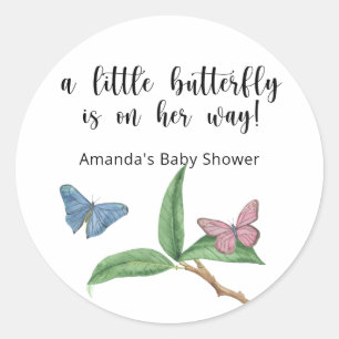 A Little Butterfly is on the way Baby Shower Classic Round Sticker