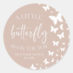 A Little Butterfly Is On The Way Baby Shower Classic Round Sticker