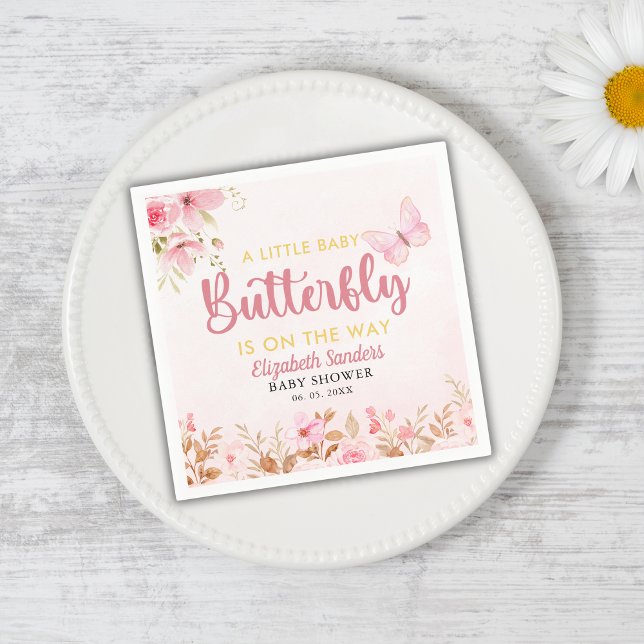 A Little Butterfly is on the Way, Baby Shower Girl Napkins (Creator Uploaded)