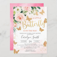 A Little Butterfly Is On The Way Baby Shower Invitation