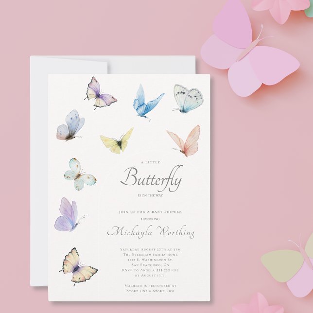 A Little Butterfly is On the Way Baby Shower Invitation (Creator Uploaded)