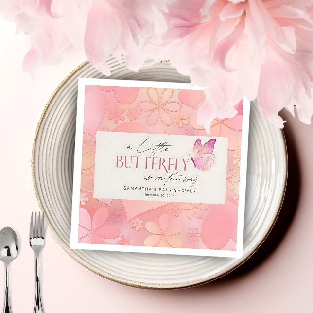A Little Butterfly is on the Way Baby Shower Napkins (Creator Uploaded)