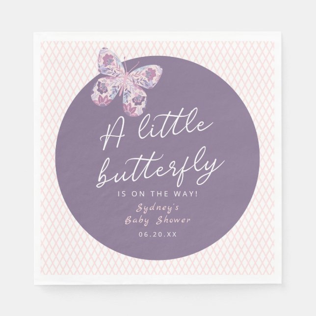 A Little Butterfly is on the Way Baby Shower Napkins (Front)