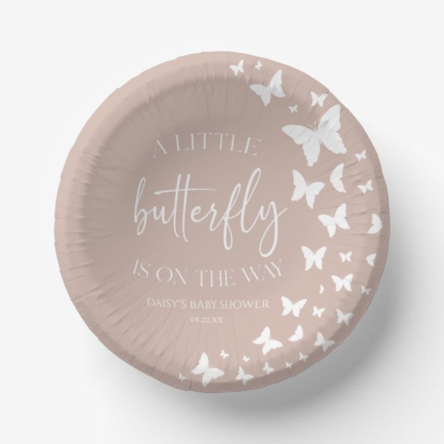 A Little Butterfly Is On The Way Baby Shower Paper Bowls (Front)