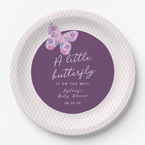 A Little Butterfly is on the Way Baby Shower Paper Paper Plates