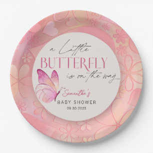 A Little Butterfly is on the Way Baby Shower Paper Plates