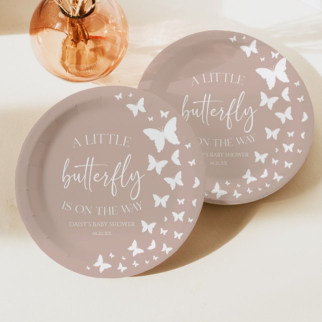 A Little Butterfly Is On The Way Baby Shower Paper Plates (Creator Uploaded)