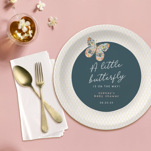 A Little Butterfly is on the Way Baby Shower Paper Plates