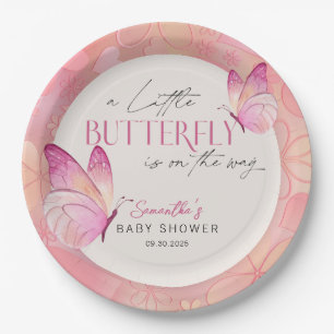 A Little Butterfly is on the Way Baby Shower Paper Plates