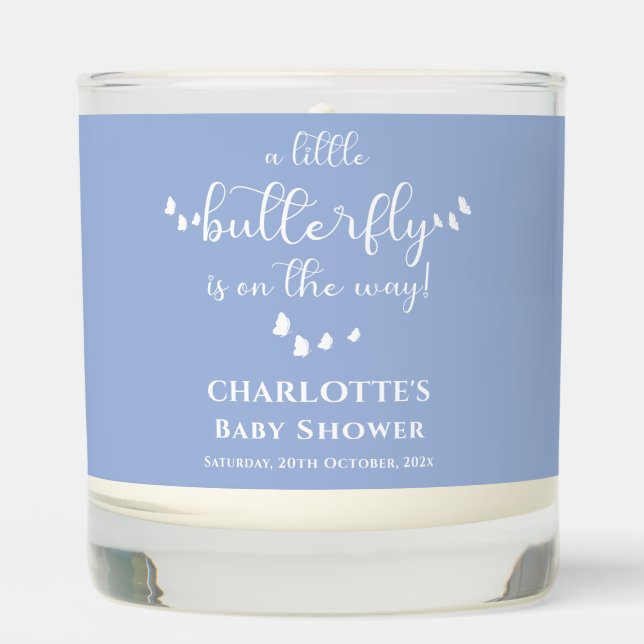 A Little Butterfly Is On The Way Baby Shower Scented Candle (Front)