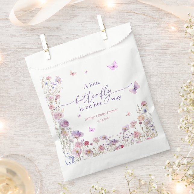 A Little Butterfly Is On The Way Cute Baby Shower Favor Bag (Clipped)