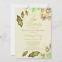 A Little Butterfly Is On The Way Floral Baby Wheat