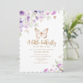 A little butterfly is on the way gold lilac invitation | Zazzle