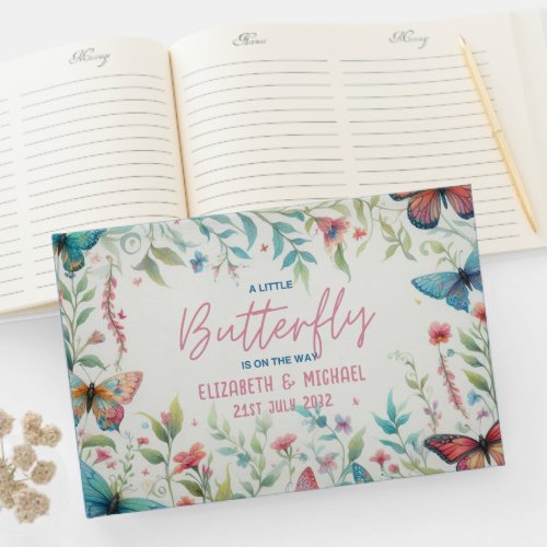 A Little Butterfly Is On The Way PERSONALIZED  Guest Book