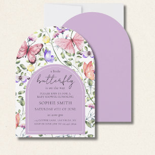 A Little Butterfly Is On The Way Purple Arch Invitation
