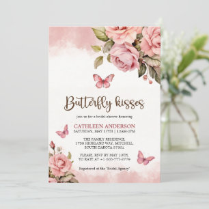 A Little Butterfly Kisses Floral Bridal Shower Invitation