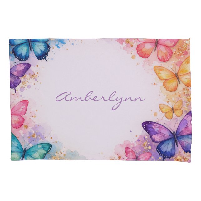 A Little Butterfly On It’s Way Glitter Baby Shower Pillow Case (Front)
