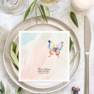  A little butterfly pastel whimsical Baby Shower  Napkins