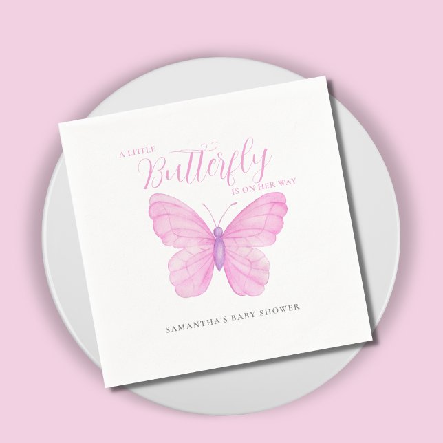 A Little Butterfly Pink Baby Shower Napkins (Creator Uploaded)