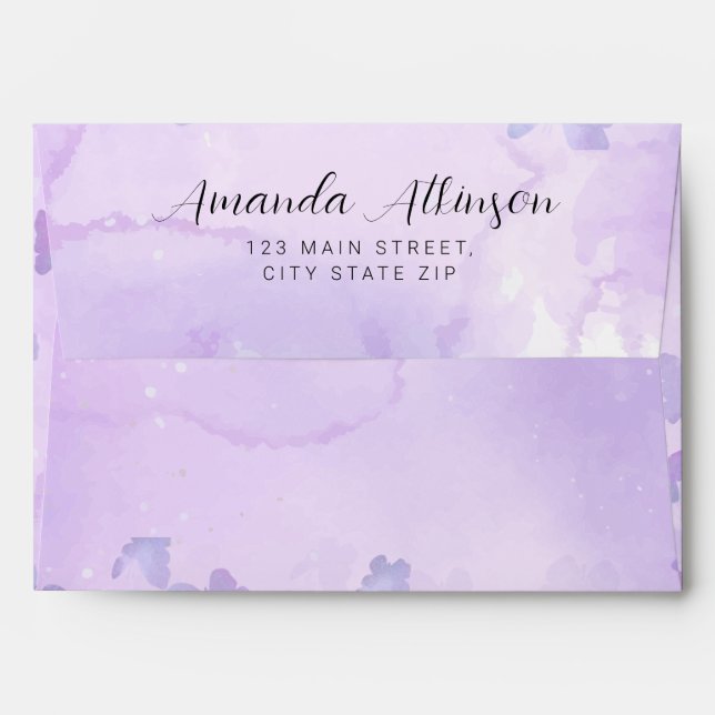 A Little Butterfly Purple Baby Shower Envelope (Back (Top Flap))