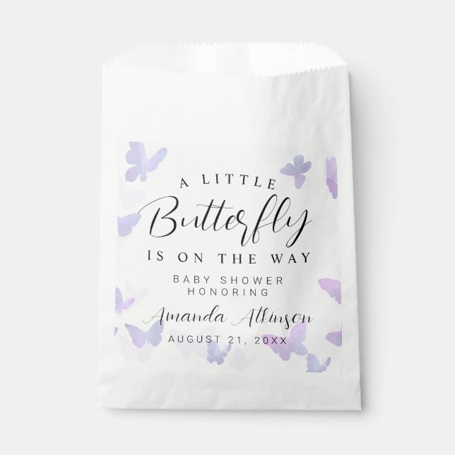 A Little Butterfly Purple Baby Shower Favor Bag (Front)