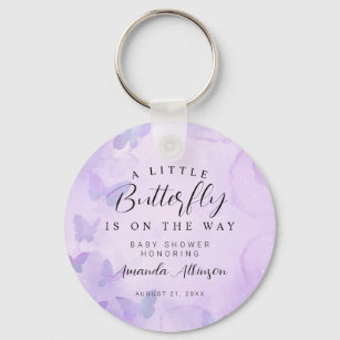 A Little Butterfly Purple Baby Shower Keychain