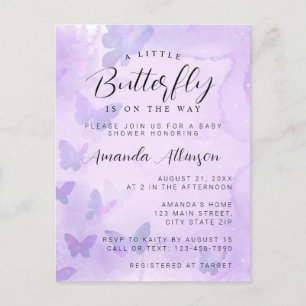 A Little Butterfly Purple Baby Shower Postcard