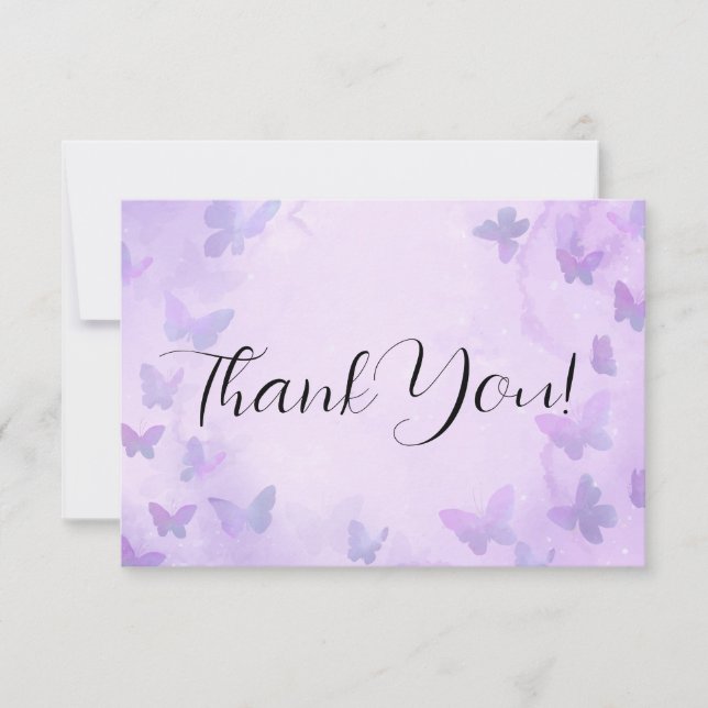 A Little Butterfly Purple Baby Shower Thank You Card (Front)