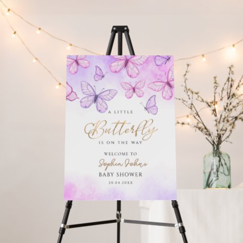 A Little Butterfly Purple  pink girl Baby Shower Foam Board