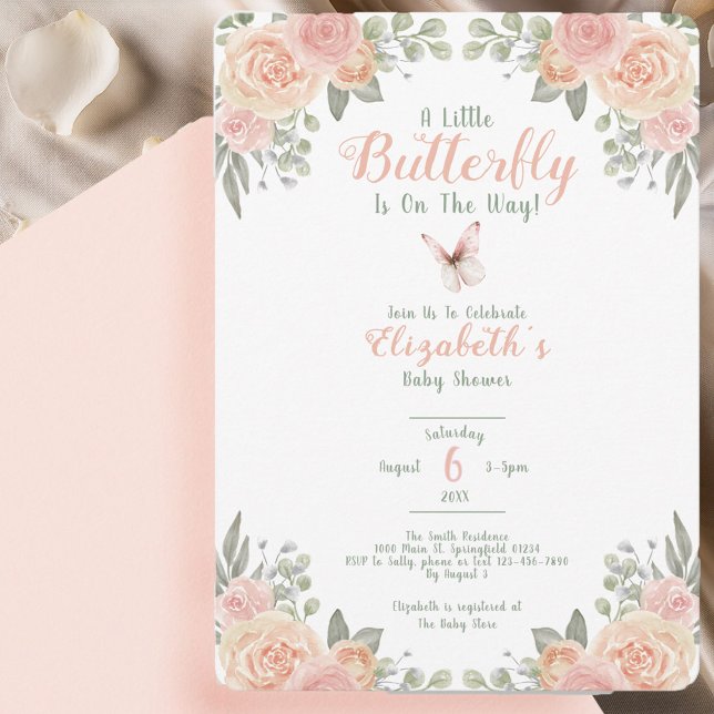A Little Butterfly Rounded Baby Shower  Invitation (Creator Uploaded)