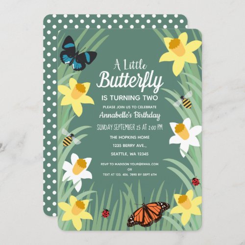 A Little Butterfly Spring Birthday Invitation