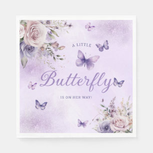 A little Butterfly watercolor Floral Baby Shower Napkins