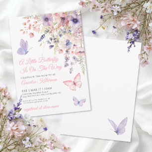 A Little Butterfly Wildflower Baby Shower Invitation