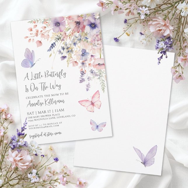 A Little Butterfly Wildflower Baby Shower Invitation (A Little Butterfly Wildflower Baby Shower Invitation)