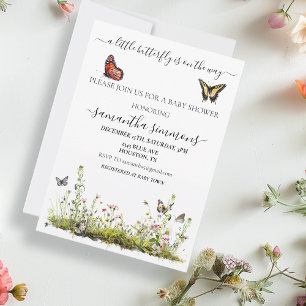 A Little Butterfly Wildflower Baby Shower Invitation