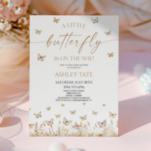 A Little Butterfly Wildflower Baby Shower Invitation
