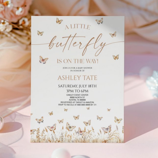 A Little Butterfly Wildflower Baby Shower Invitation (Creator Uploaded)