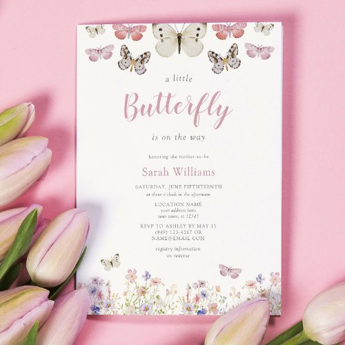 A Little Butterfly Wildflower Garden Baby Shower Invitation