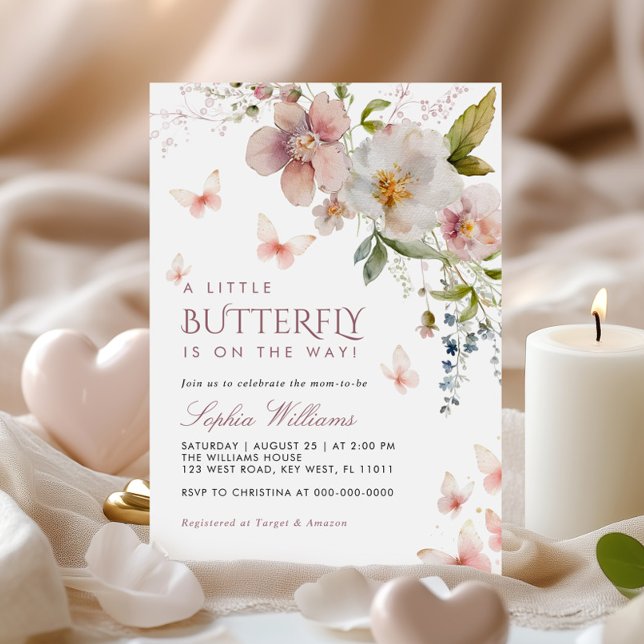 A Little Butterfly Wildflowers Baby Shower Invitation (Creator Uploaded)