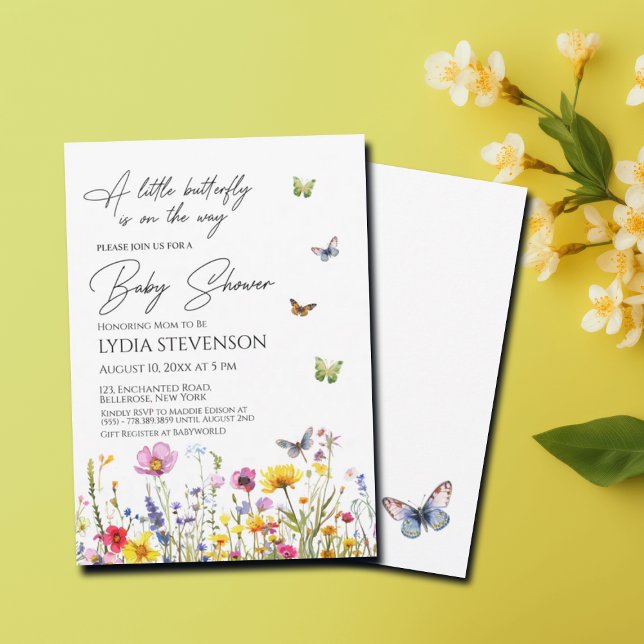 A Little Butterfly Wildflowers Baby Shower Invitation (Creator Uploaded)
